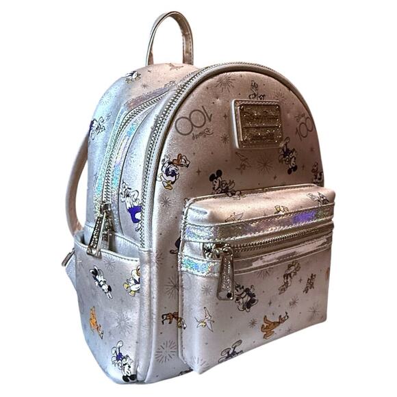 Loungefly Disney100 Anniversary Mickey & Friends Silver Opalescent Mini Backpack main image 14